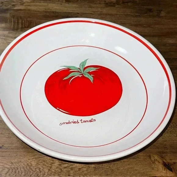 VINTAGE OVER AND BACK MADE IN ITALY 9.5” SUNDRIED TOMATO PASTA BOWL INDIVIDUAL - Picture 1 of 12